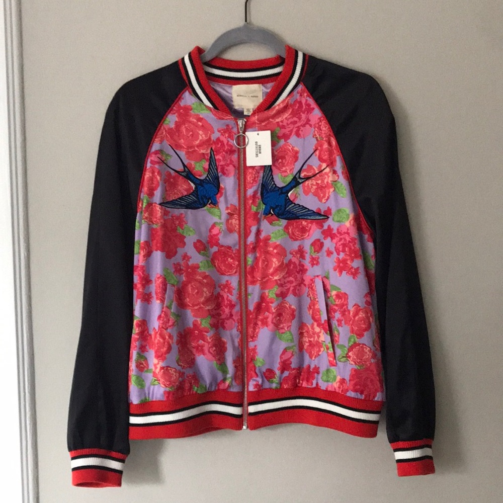 NWT Embroidered bomber jacket